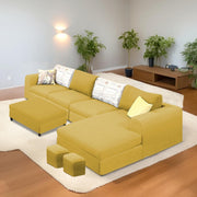 Badger RHS 8 Seater L Shape Sofa Set with Center Table for Living Room (Grey Fabric) Premium Fabric Sofa