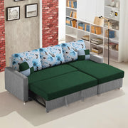 Rolando 4 Seater Sofa Cum Bed for Living Room (Cream Black) Premium Fabric Sofa