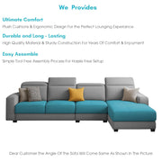 Orion RHS 6 Seater L Shape Sofa Set for Living Room (Turquise Grey Colour) Premium Fabric Sofa