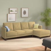 Swaloni RHS 6 Seater L Shape Sofa Set for Living Room (Cream) Premium Fabric Sofa