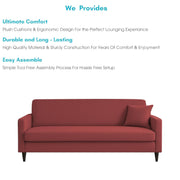 Premium Valkyrie 3 Seater Sofa Set 3 Seater Modern Sofa Set for Living Room (Maroon Color Fabric)