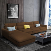 Francis 6 Seater Sofa Set for Living Room (Brown Fabric) Left Side Sofa