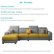 Orion LHS 6 Seater L Shape Sofa Set for Living Room (Yellow Grey Colour) Premium Fabric Sofa
