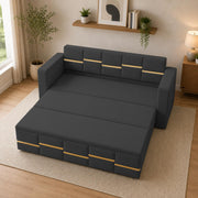 Casaliving Mordo 3 Seater Sofa Cum Bed for Living Room (Black Fabric) Premium Fabric Sofa Set