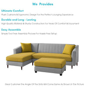 Neyami LHS 4 Seater with Ottoman L Shape Sofa Set for Living Room (Yellow Grey) Premium Fabric Sofa Set