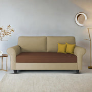 Casaliving Nelson 2 Seater Sofa Set for Living Room (Colour - Cream Brown) Premium Fabric Sofa