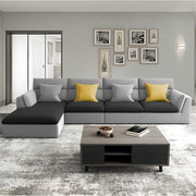 Delton LHS 6 Seater L Shape Sofa Set for Living Room (Black Grey) Premium Fabric