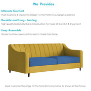 Mobius 3 Seater Sofa Set for Living Room (Blue Yellow Colour Sofa) Premium Fabric Sofa for Living Room