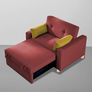 Alfred 1 Seater Sofa Cum Bed Sofa Set for Living Room (Maroon Fabric) Premium Fabric Sofa