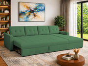 Casaliving Treshta 6 Seater LHS L - Shape Pull-Out Sofa Cum Bed Sofa for Living Room (Dark Grey Fabric Color) Premium Fabric Sofa Set for Living Room Sofa Cum Bed