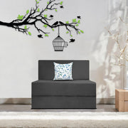Mapron 1 Seater Sofa Cum Bed with 1 Cushions for Living Room (Black Fabric) Premium Fabric Sofa 2.5x6 Feet