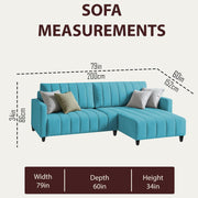 Netlie 4 Seater RHS L Shape Sofa Set for Living Room (Turquise Fabric) Premium Fabric Sofa Set for Living Room