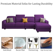 Orion RHS 6 Seater L Shape Sofa Set for Living Room (Purple Colour) Premium Fabric Sofa