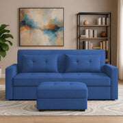 Casaliving Treshta 2 Seater Pull-Out Premium Fabric Sofa Cum Bed Sofa Set with Center Table for Living Room (Black Fabric Color) Premium Fabric Sofa Set for Living Room Sofa Cum Bed
