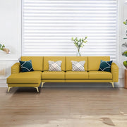 Falco LHS 6 Seater L Shape Sofa Set for Living Room (Yellow Fabric) Premium Fabric Sofa