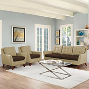 Slove 3 +1 + 1 Seater Sofa Set for Living Room | Color - Cream Black | Premium Fabric Sofa