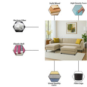 Neyami LHS 4 Seater with Ottoman L Shape Sofa Set for Living Room (Cream) Premium Fabric Sofa Set