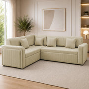 Casaliving Rion 6 Seater L Shape Corner Sofa Cum Bed for Living Room (Black Fabric) Premium Fabric Sofa Cum Bed