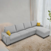 Casaliving Porto LHS 6 Seater L Shape Sofa Set for Living Room (Black Fabric) Premium Velvet Fabric