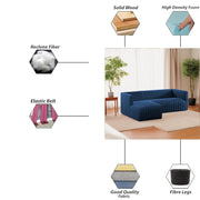 Rowan LHS 4 Seater L Shape Sofa Set for Living Room (Blue Fabric) Premium Fabric Sofa