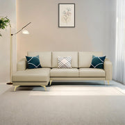 Falco LHS 4 Seater L Shape Sofa Set for Living Room (Cream Fabric) Premium Fabric Sofa