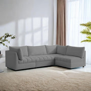 Lenser L Shaped Sofa Set for Living Room (Dark Grey Fabric) Premium Fabric Sofa Set