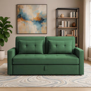 Treshta 2 Seater Pull-Out Premium Fabric Sofa Cum Bed Sofa Set for Living Room (Blue Fabric Color) Premium Fabric Sofa Set for Living Room