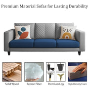 Mikasa 3 Seater Sofa Set for Living Room (Blue Grey Colour Fabric) Premium Fabric Sofa
