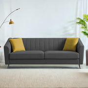 Casaliving Diego 3 Seater Sofa for Living Room (Black Grey Fabric) Premium Fabric Sofa