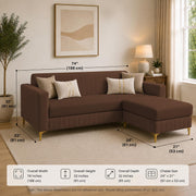 Casaliving Daxos 4 Seater L Shape Sofa Set with Movable Ottoman | Flexible Left or Right Layout | Cozy Velvet Fabric | Soft Touch Seating | Modern Designer Sofa for Living Room (Black)