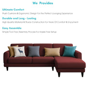 Aria RHS 4 Seater L Shape Sofa Set for Living Room (Maroon) Premium Fabric Sofa Set