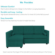 Megan LHS 4 Seater L Shaped Sofa Cum Bed for Living Room (Pine Fabric) Premium Fabric Sofa