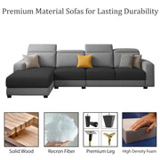 Orion LHS 6 Seater L Shape Sofa Set for Living Room (Black Grey Colour) Premium Fabric Sofa