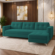 Casaliving Flexora Modern Velvet Fabric Upholstered 3 Seater Sofa Set with Ottoman for Living Room, Premium Velvet Fabric Sofa (Black Colour)