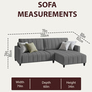 Netlie 4 Seater RHS L Shape Sofa Set for Living Room (Dark Grey Fabric) Premium Fabric Sofa Set for Living Room