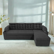 Grance LHS 4 Seater Corner Sofa Cum Bed for Living Room (Black Fabric) Premium Fabric Sofa