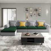 Delton LHS 6 Seater L Shape Sofa Set for Living Room (Green Grey) Premium Fabric