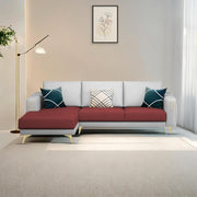 Falco LHS 4 Seater L Shape Sofa Set for Living Room (Maroon Grey Fabric) Premium Fabric Sofa