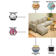 Robben 3 Seater Sofa Set with Center Table for Living Room (Cream Colour) Premium Fabric Sofa