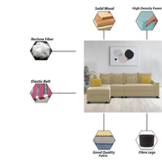 Inclair RHS 6 Seater L Shape Sofa Set for Living Room (Cream Fabric) Premium Fabric Sofa