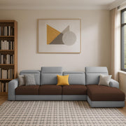 Orion RHS 6 Seater L Shape Sofa Set for Living Room (Brown Grey Colour) Premium Fabric Sofa