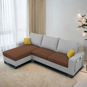 Casaliving Porto RHS 4 Seater L Shape Sofa Set for Living Room (Black Fabric) Premium Velvet Fabric Sofa Set - Black