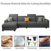 Orion LHS 6 Seater L Shape Sofa Set for Living Room (Dark Grey Colour) Premium Fabric Sofa