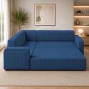 Casaliving Rion 6 Seater L Shape Corner Sofa Cum Bed for Living Room (Black Fabric) Premium Fabric Sofa Cum Bed