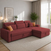Casaliving Gagnon LHS 4 Seater L Shape Corner Sofa Cum Bed for Living Room with Storage (Black Fabric) Premium Fabric Sofa Cum Bed