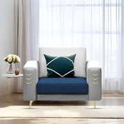 Casaliving Falco 1 Seater Sofa Set for Living Room (Blue Grey Fabric) Premium Fabric Sofa