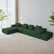 Sheron U Shaped Compressed Sofa Set for Living Room with Spacious Boucle Couch Set Living Rooms, (Green Fabric) Premium Fabric U Shape Sofa for Living Room