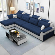 Casaliving Ella LHS 6 Seater L Shape Sofa Set for Living Room (Blue Grey) Premium Fabric Sofa Set for Living Room