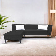 Casaliving Cassidy LHS 6 Seater L Shape Sofa Set for Living Room (Black Colour) Premium Fabric Sofa