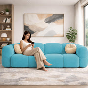 Casaliving Vetras Modern Velvet Bubble Cloud Sofa, Tufted Design Upholstered 3 Seater Sofa Set for Living Room,(Blue Colour) Premium Velvet Fabric Sofa